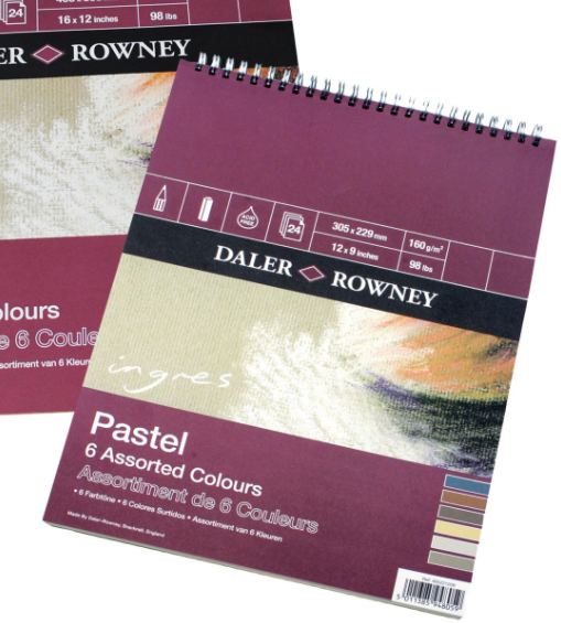 6 Assorted Colours Ingres Pastel Pad 160gsm 12