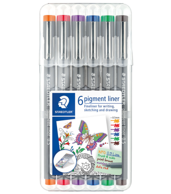 Staedtler 6 Multicoloured Pigment Liners