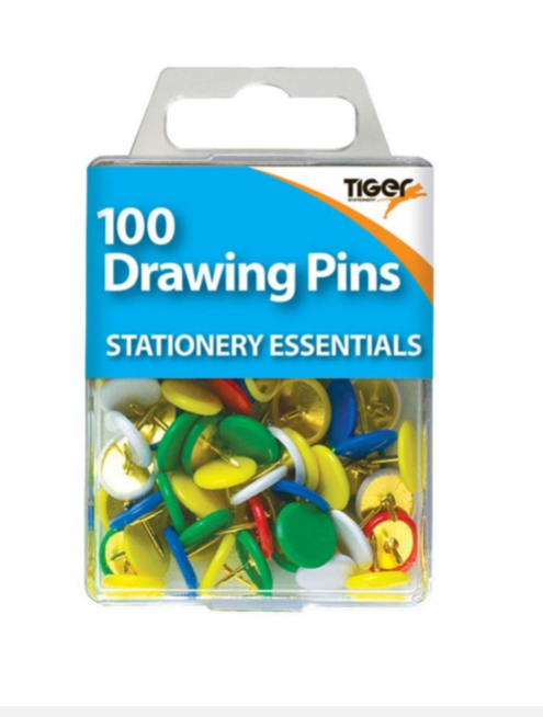 100 Assorted Colour Drawing Pins