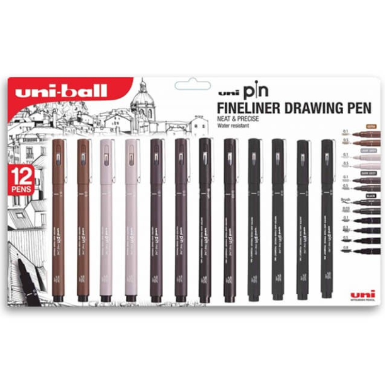 Uni ball fineliners 12 pens