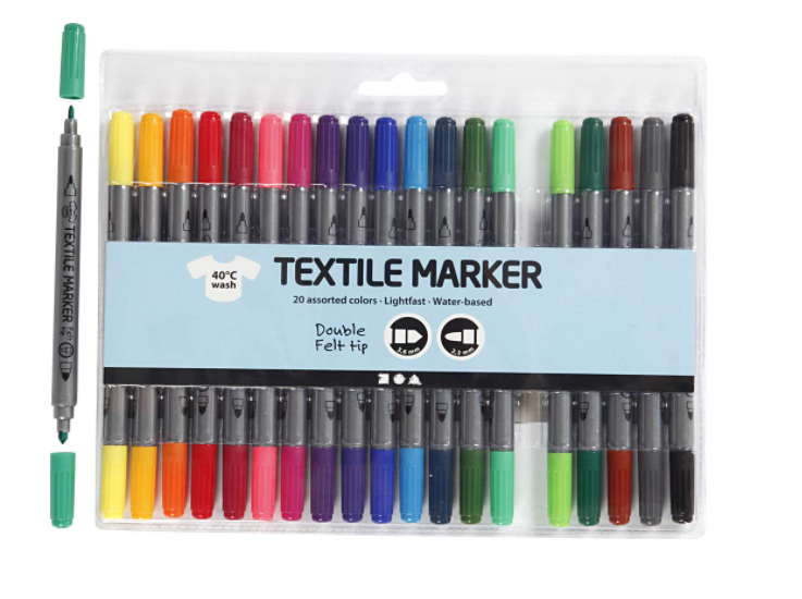 Textile markers 20 assorted colour