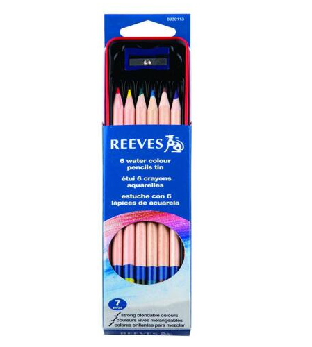 Reeves 6 Watercolour Pencils Tin