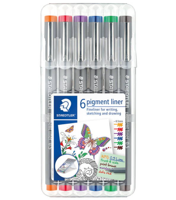 Staedtler 6 Multicoloured Pigment Liners 