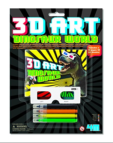3D Art Dinosaur World with 4 Pens and Booklet