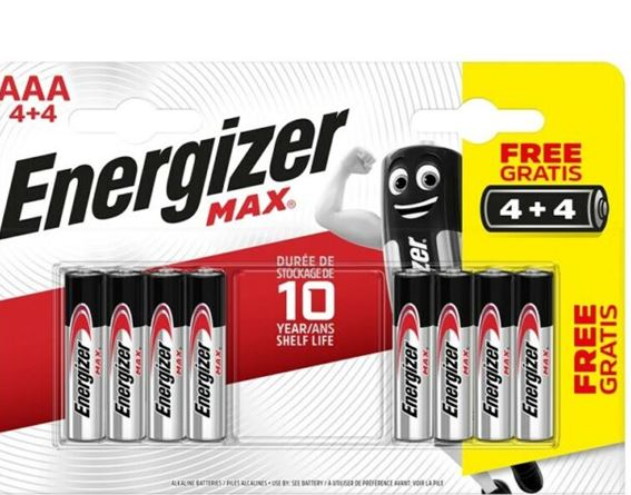 AAA Energiser Max Batteries 4 + 4 FREE 