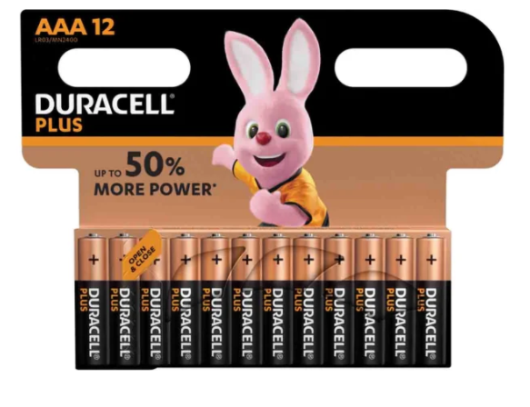 AAA Duracell Plus 12 Pack up to 50% More Power 