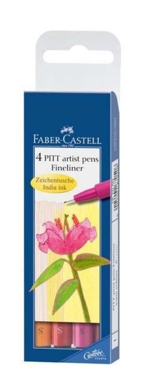 4 Pitt Coloured Artist Fineliner Pens 