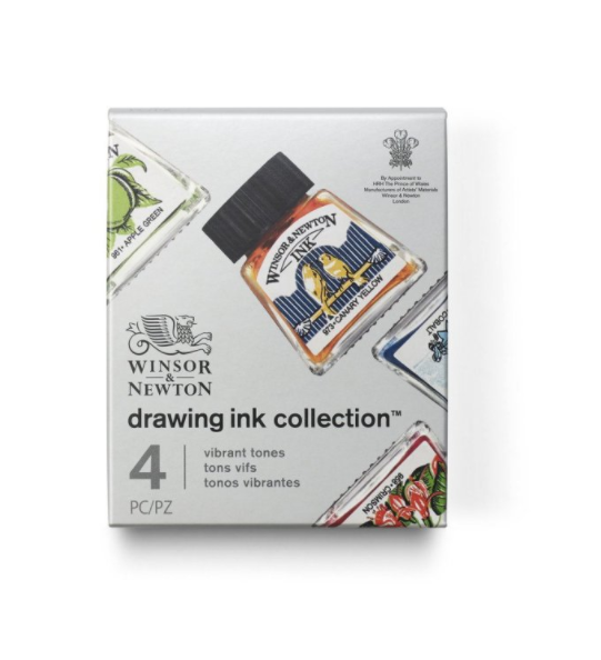 W&N drawing ink x4 vibrant colours