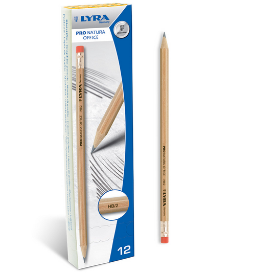Lyra Pencils with Rubber PRO Natura x12 