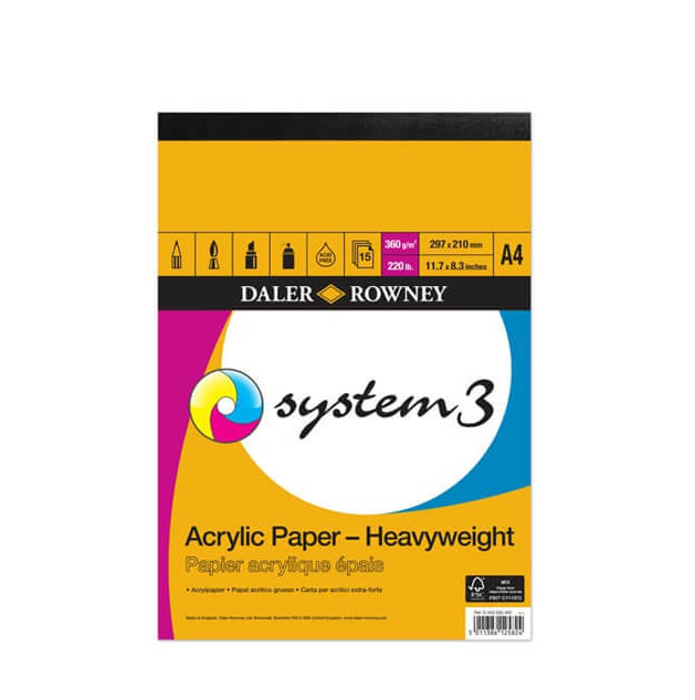 System 3 A4 Pad Acrylic Paper 360g heavyweight 