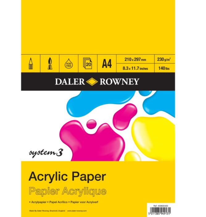 Daler Rowney System 3 Acrylic Pad 20 Sheets A4