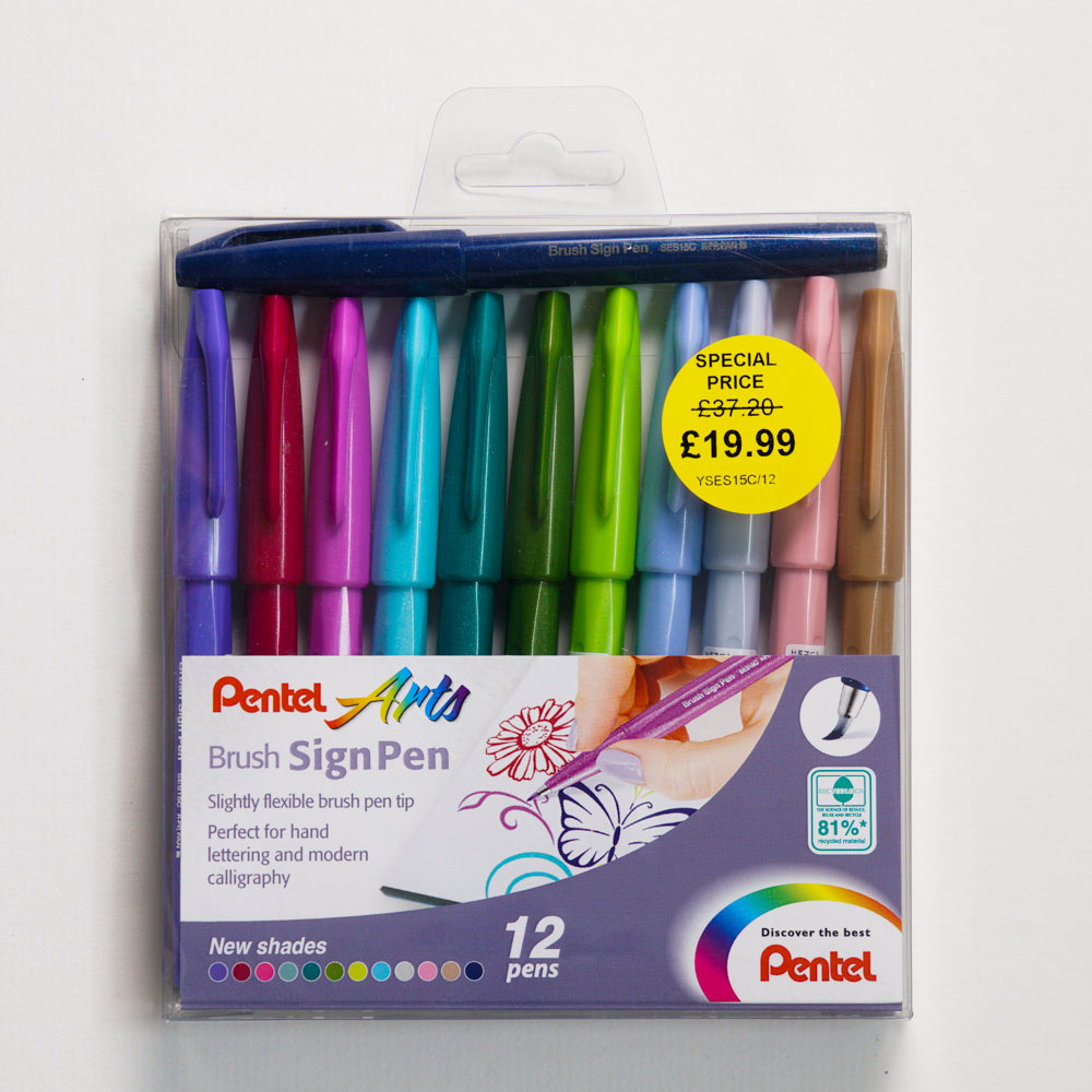 Pentel Arts Brush Sign Pen 12 Set