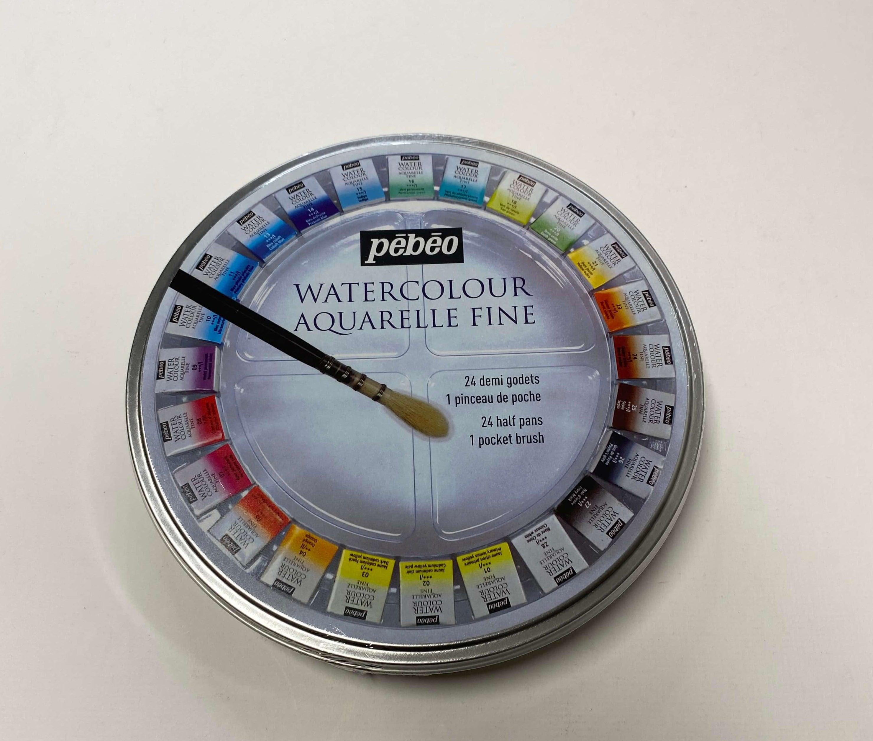 Pebeo 24 1/2 pan watercolour round tin 