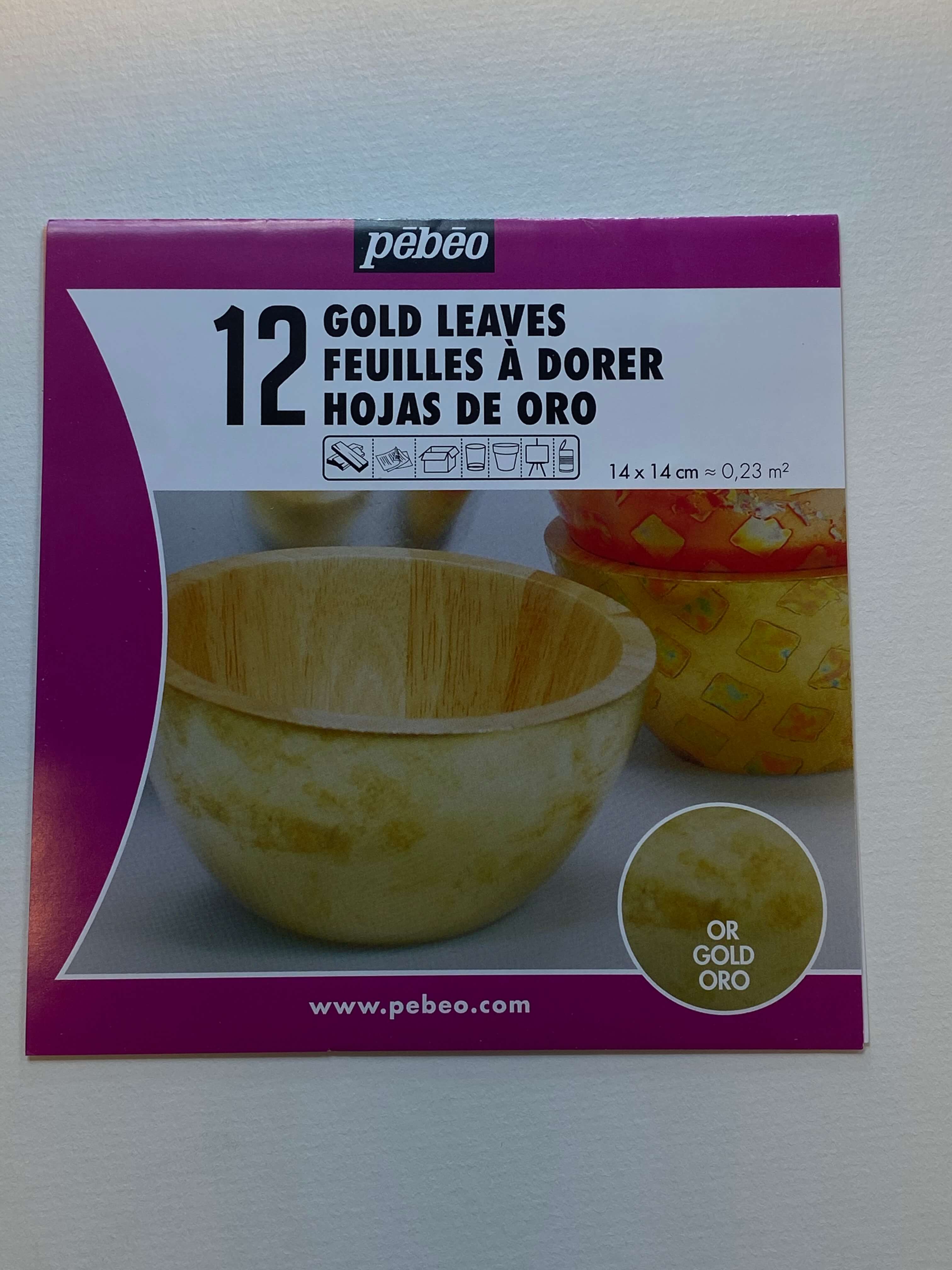 Pebeo 12 Gold Leaves 14cm x 14cm